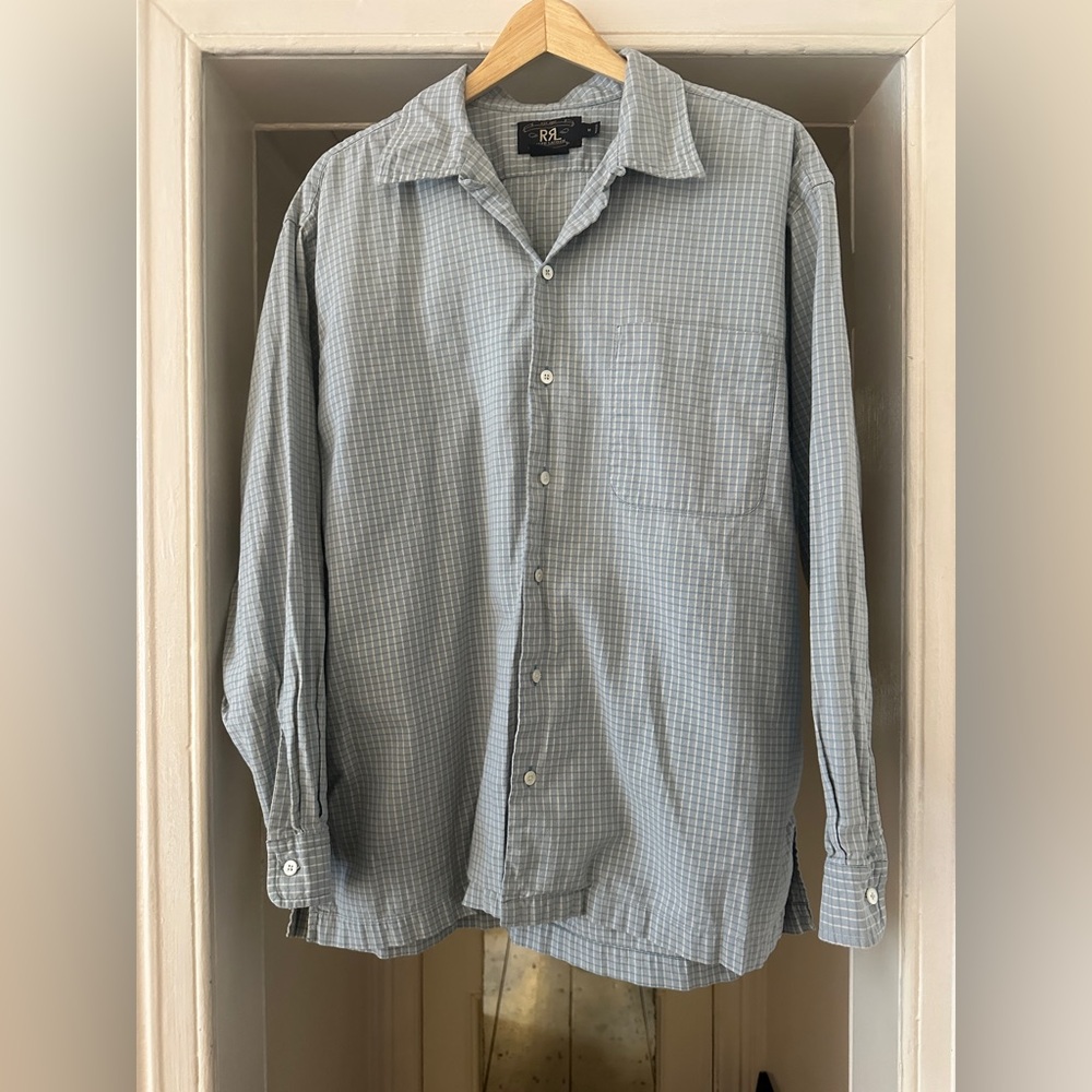 Ralph Lauren RRL Men's Light Blue Plaid Shirt sz M